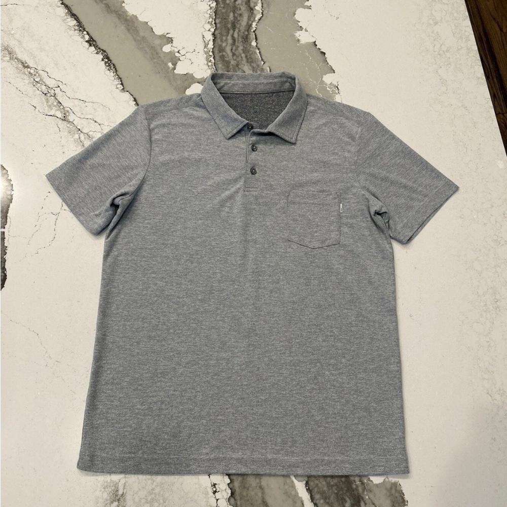 Vuori Men's Heather Light Gray Front Pocket Ace Polo Shirt